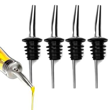 Imagem de Kit com 4 Bico Dosador em Inox Tampa Rolha Para Bebidas Drink Barman Bartender Azeite