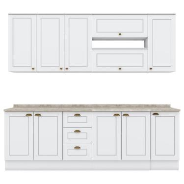 Imagem de Cozinha Modulada 10 Pecas 240 Cm Ce792 Americana Henn Branco Calcare