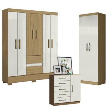 Imagem de Guarda Roupa Casal Coimbra 2005138 Com Armário Multiuso New 2000192 E 