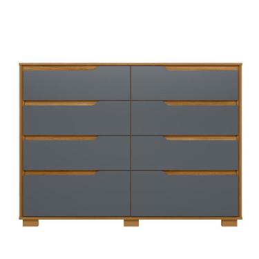 Imagem de Comoda Casal Quarto Georgia 8 Gavetas Freijo com Cinza - Moval