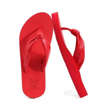 Imagem de KuaiLu Chinelo feminino com suporte de arco confortável tapete de ioga almofada tanga sandálias de couro para mulheres, moda sem cadarço, verão, praia, caminhada, interior, exterior, viagem, chinelos