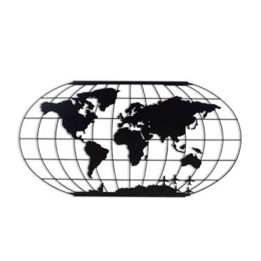 Imagem de Painel Mapa Mundi Minimal 43x85cm, Mural Magnético, Quadro Metálico, para fixar Fotos, Recados - Geguton