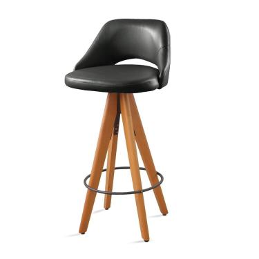 Imagem de Banqueta Giratória Estofada com Encosto Nicole Preto/Marrom