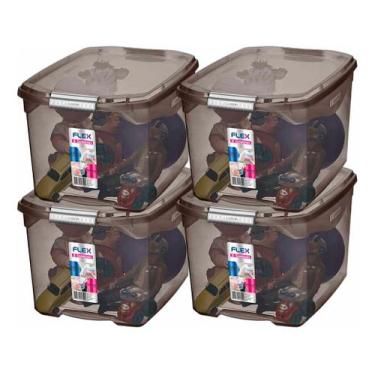 Imagem de 4 Caixa Organizadora Brinquedo Objeto Roupas 29l Preto Sanremo