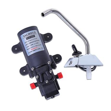 Imagem de LynsaTac Bomba D'Água 12V 35 Psi 1,0 Gpm Para Trailer Com Interruptor De Pressão E Torneira Giratória 360°, Pequena Trailer, Acampamento Barco,