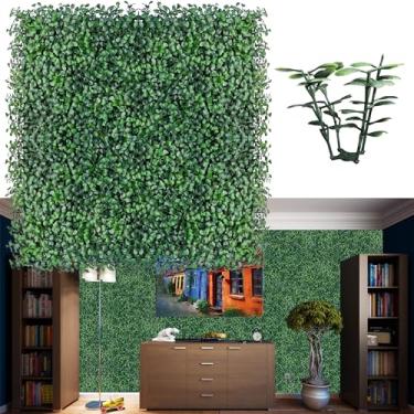 Imagem de ODTORY Painéis de parede de buxo artificial, 50 x 50 cm 8P UV-Anti amarelo-verde, painéis de fundo de parede de grama sintética para decoração de parede interna e externa e privacidade de cobertura de cerca de hera