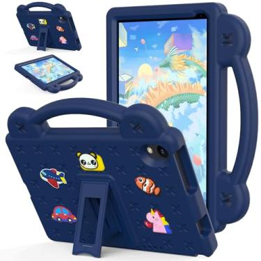 Imagem de Tading Capa infantil para Urao C107/Jeazans OC101/C107 Android 14 Tablet 10,1 polegadas 2024, capa protetora de espuma EVA DIY com suporte para tablet Urao de 10,1 polegadas - azul marinho