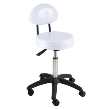 Imagem de Cadeira Mocho Salão de Beleza Dompel Sela com Encosto Branco