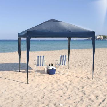 Imagem de Tenda Articulada Gazebo 3x3m Articulado Alumínio Praia Camping Com Bolsa - Azul