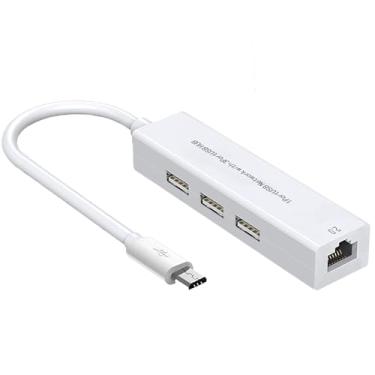 Imagem de Luskinno Hub micro USB 4 em 1, 3 portas USB com adaptador Ethernet, compatível com Raspberry Pi Zero, tablet Android, Chromecast