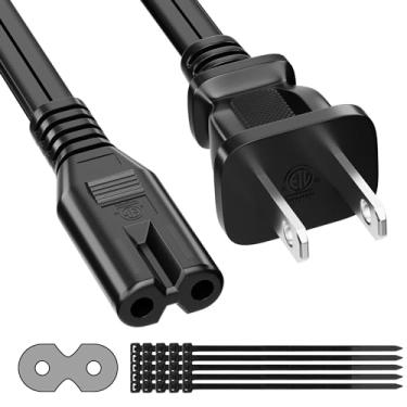 Imagem de Cabo de alimentação de 15 pés, cabo de alimentação CA, 18AWG, 7A, 125V, substituição de cabo de alimentação de TV de 2 pinos, para PS4, PS5, Playstation, alto-falante, monitor, impressora, Xbox