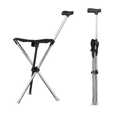 Imagem de Bengala com assento – Bengala de caminhada portátil com cadeira para idosos e uso ao ar livre