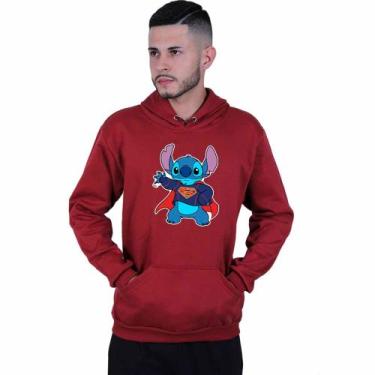 Imagem de Moletom Unissex Canguru Lilo Stitch Super Homen - Lafre, Vermelho escu