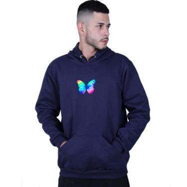 Imagem de Moletom Unissex Canguru Borboleta Colorida - Lafre, Azul marinho, G