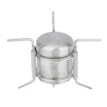 Imagem de SUPERFINDINGS Fogão a álcool para acampamento, forno a álcool, portátil, suporte para queimador portátil, de aço inoxidável, ultraleve e dobrável, com suporte de rack para mochila, piquenique,