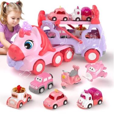 Imagem de Caminhão transportador Toy Car Newcrave 7 em 1 com Light & Music Girl