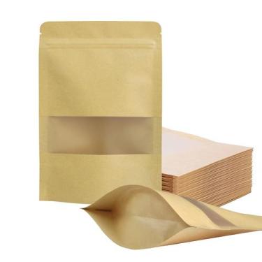 Imagem de Sacos de papel Stand Up Kraft FireKylin 100 unidades com janela de 12x