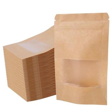 Imagem de Sacos de comida Stand Up Kingrol, pacote com 300, papel Kraft 9x14cm
