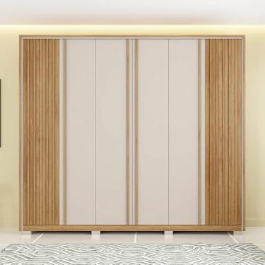 Imagem de Guarda Roupa Casal 268cm Bravus 6 Portas de Bater com 4 Gavetas MDP Buriti/OffWhite G11 - Gran Belo