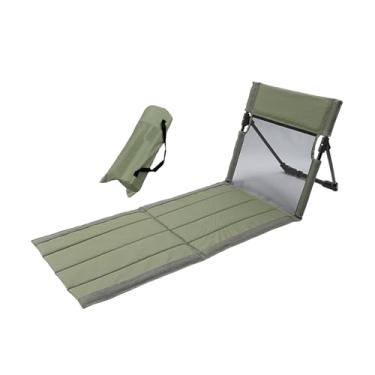 Imagem de KiBcsLic Cadeira de chão com apoio para as costas, assento para acampamento, espreguiçadeira portátil, cadeira de praia dobrável para caminhadas, jardim, Verde
