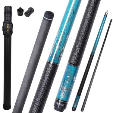 Imagem de CUEELF Bastão de taco de sinuca de fibra de carbono 147.3 cm Bastões de taco de bilhar de caveira de baixa deflexão 12,5 mm ponta de couro Grip Butt Technology Tacos profissionais (CA-KL-03, 567 g)