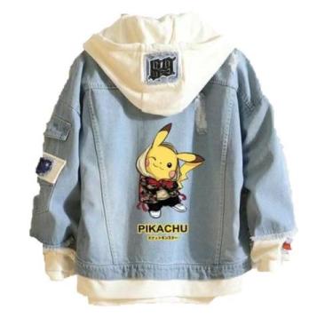Imagem de pikachu pack cool anime bonito anime moda jaqueta jeans - A1