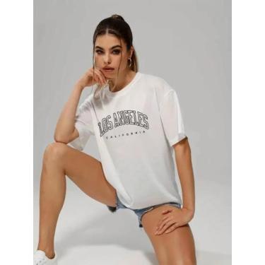 Imagem de Camiseta Esportiva Feminina Casual - Gola Redonda, Manga Curta, Estamp