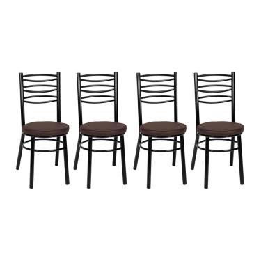 Imagem de Kit 4 Cadeiras Cp34 Pintadas Pretas Debrum Treparoni Preto Com Marrom