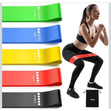 Imagem de “Kit 5 Elásticos de Ginástica – Faixas de Exercício Resistência para Treino em Casa, Academia, Crossfit e Pilates”