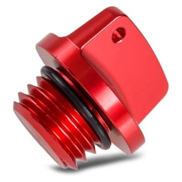 Imagem de Parafuso de tampa de óleo de alumínio CNC universal modificado acessório de tampa de óleo de motocicleta compatível com CRF150R TRX450R/RX CRF1000L CB500F VTR1000F X-4 (vermelho)