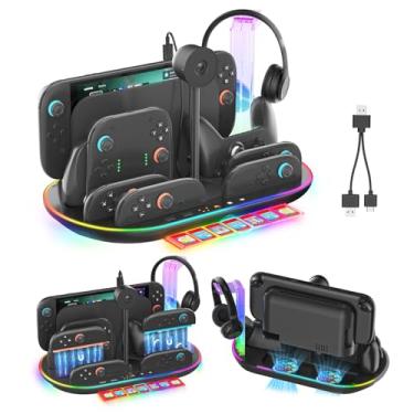 Imagem de Uxilep Switch 2 Charging Dock,Multifunctional Organizer Station for Nintendo Switch 2 Accessories with Console Cooling Fan,4 Joycon 2 & Pro Controller Charger,Switch 2 Camera Storage,Headset Holder