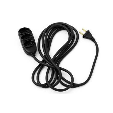 Imagem de Extensão Elétrica Cabo PP 2,5mm 10 Metros Preto Reforçado - Plugue e Tomada Padrão Brasileiro -Segurança e Durabilidade