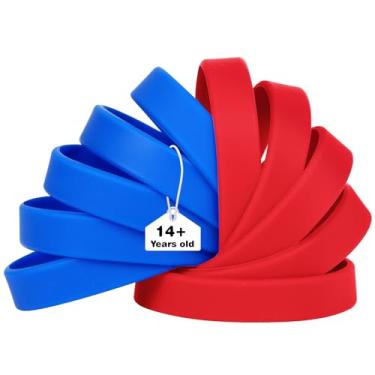 Imagem de LVNRIDS 50 pulseiras de silicone pulseiras de borracha de 20 cm para adultos vermelho/azul, pulseiras de silicone multicoloridas para negócios, escola, atividades, festas, festivais de música