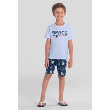 Imagem de Pijama infantil menino da NASA brilha no escuro Brandili, 6, Azul
