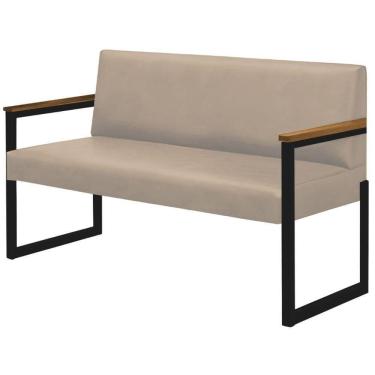 Imagem de Sofá 2 Lugares Niterói Couro Off White Em Metal Preto