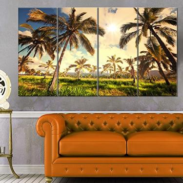 Imagem de Designart MT12791-271 Bela plantação de palmeira no Havaí - Arte de parede de metal com paisagem africana, 122 x 71 cm, verde