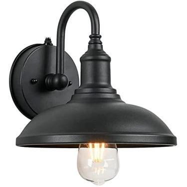 Imagem de Lâmpada de parede externa impermeável e à prova de ferrugem preta V acabamento fosco luz de montagem na parede lanterna de parede exterior luzes de varanda compatível com porta frontal caminho de