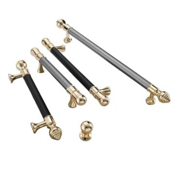 Imagem de CXYFQUUK Puxadores de armário cinza dourado puxadores de porta de armário de cozinha puxadores de gaveta ferragens de móveis 2 peças (cinza dourado 192 mm)