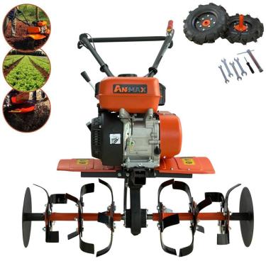 Imagem de Micro trator Motocultivador Anmax MT-170G À Gasolina 4T 208cc 7HP Com 24 Lâminas Cultivadoras Ideal para Descompactação de Solo e Areia