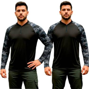 Imagem de Camiseta Camisa Manga Longa com Proteção Solar Uv Camuflado Tecido Lev