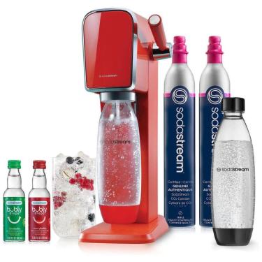 Imagem de Máquina Para Gaseificar Água com CO2, Garrafas DWS e Sabores Bubly Drops, SodaStream, Vermelha