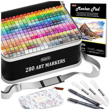 Imagem de Shuttle Art Kit de Canetas Profissionais com Pontas Duplas e Bolsa para Transporte, 280 Peças, Shuttle Art