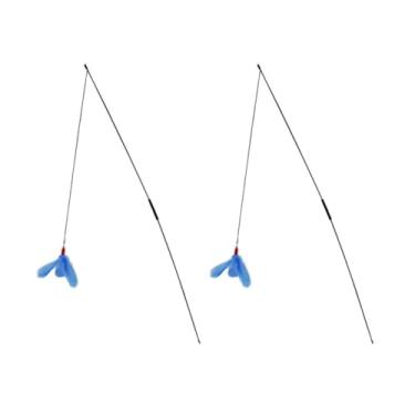 Imagem de Kit 2 Varinha Longa Brinquedo Para Gatos Com Pena E Guizo Interativo Para Pets