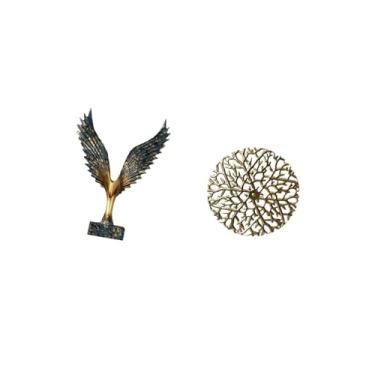 Imagem de Fenteer Estátua de Parede de Metal com Asas Abertas de Resina, Ornamento de Feng Shui, Arte Decorativa, Rústica, Cênica, Placa de Ferro Forjado, Pingentes Pen