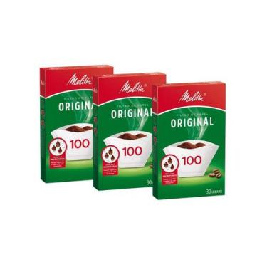 Imagem de Kit Filtro de Papel Melitta 100 com 3 caixas com 30 Unidades