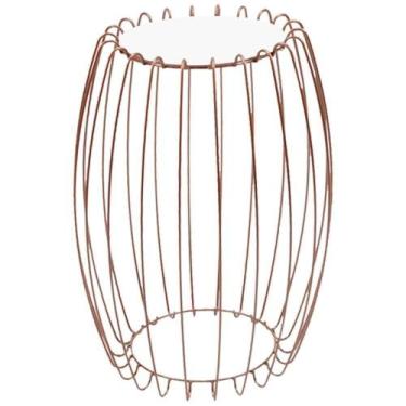 Imagem de Mesa Apoio Lateral 43 Cm Tampo Vidro Branco Base Metal Cobre Nacc Bran