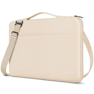 Imagem de DOMISO Capa protetora para laptop de 17 polegadas compatível com HP Dell ASUS Lenovo Chromebook de 17 a 17,3 polegadas, bolsa impermeável para computador com alça de ombro, bege