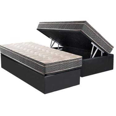 Imagem de Cama Box Baú Solteiro: Colchão Ortopédico Paropas D45 Conforto Firme + Base Crc Suede Gray (88x188)