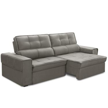 Imagem de Sofá Retrátil Reclinável Para Sala 3 Lugares 250cm Samir F04 Veludo Marrom Claro - Lyam Decor