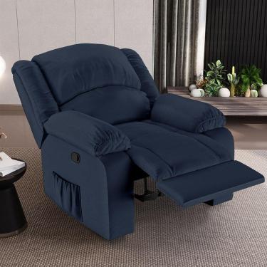 Imagem de Poltrona Do Papai Reclinável Sala De Cinema Madrid Manual Pu Azul G23